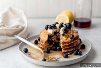 Fluffy Lemon Blueberry Cottage Cheese Pancakes