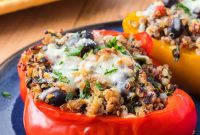 Hearty Turkey, Quinoa, and Black Bean Stuffed Bell Peppers