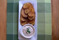 Crispy Baked Taco Potato Chips with Fresh Chili-Cilantro Dip