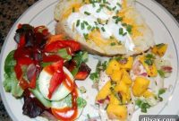 Day 54 – Baked Tilapia with Mango Salsa, Baked Potato, and Salad