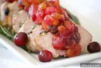 Aromatic Dijon Herb Roasted Pork with Zesty Cranberry Pear Chutney