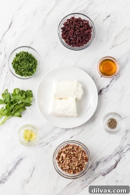 Ingredients for Cranberry Pecan Goat Cheese Bites