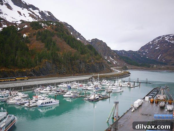 Azure Abyss Elixir 16 A beautiful wide shot of the Port of Whittier, Alaska, showcasing its natural charm