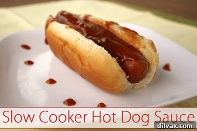 Delicious Slow Cooker Hot Dog Sauce by The Vegetarian Casserole Queen