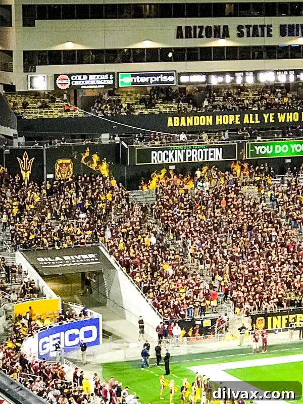 Amped Protein 6 Shamrock Farms Rockin' Protein sign at ASU Sun Devil Stadium.