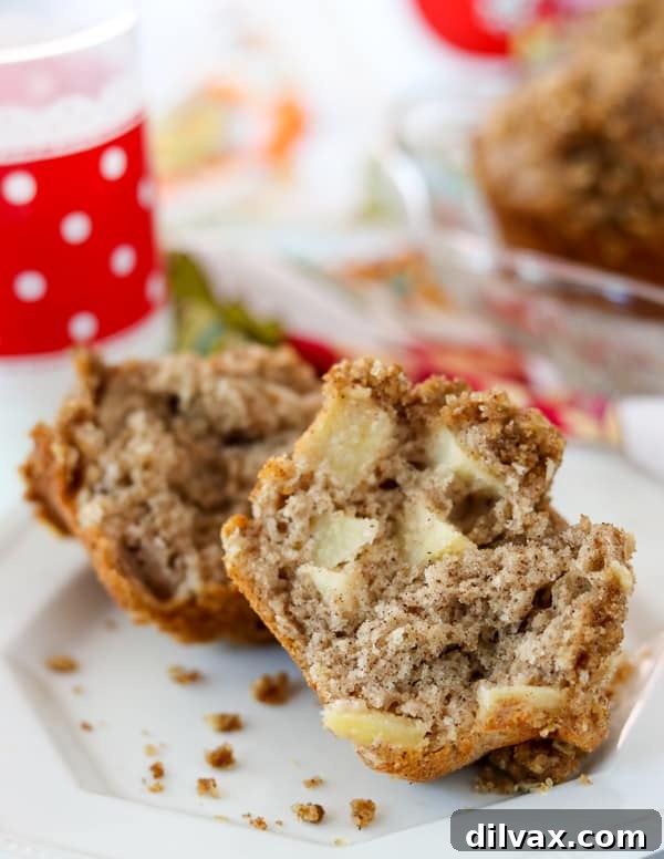 Amped Protein 9 Close up of an Apple Streusel Muffin.