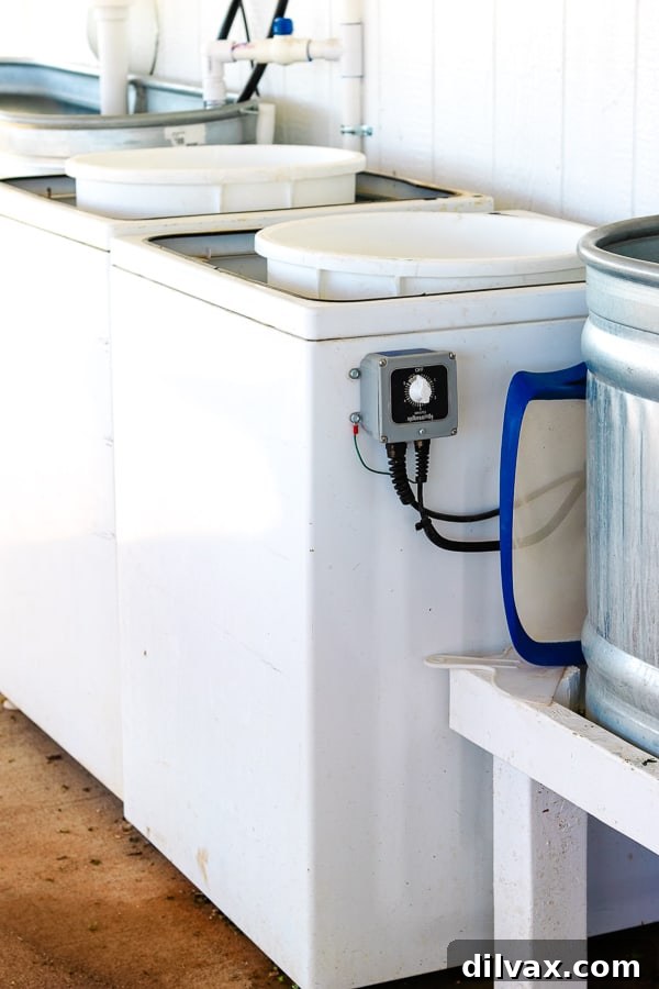 Two innovative produce spinners at Steadfast Farm, Mesa, AZ, repurposed from washing machines.