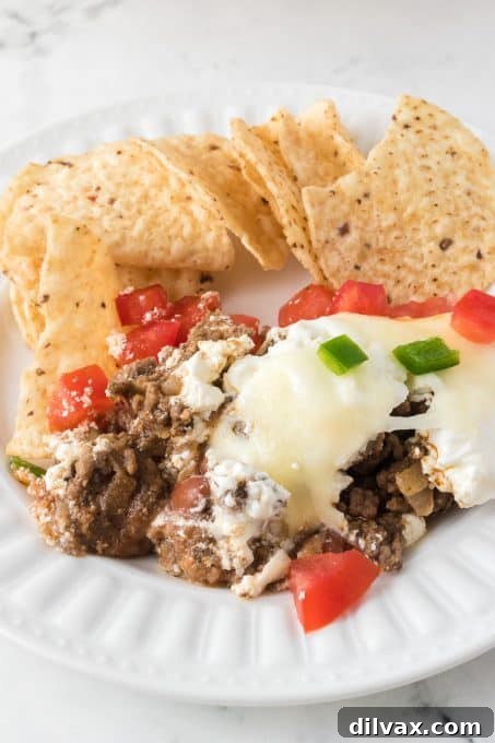 An easy dip appetizer that tastes like tacos!