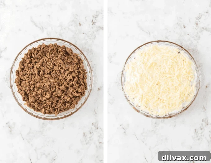 Second set of process photos for Easy Layered Taco Dip.