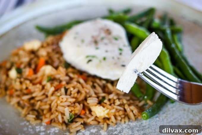 A bite of Schwan's Chicken Breast Fillet.