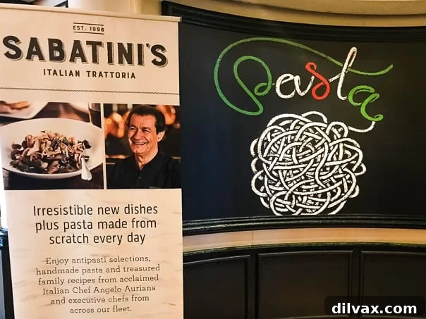 Sabatini's o board Princess Cruises Caribbean Princess. The elegant interior of Sabatini's Italian Trattoria onboard Princess Cruises' Caribbean Princess ship.