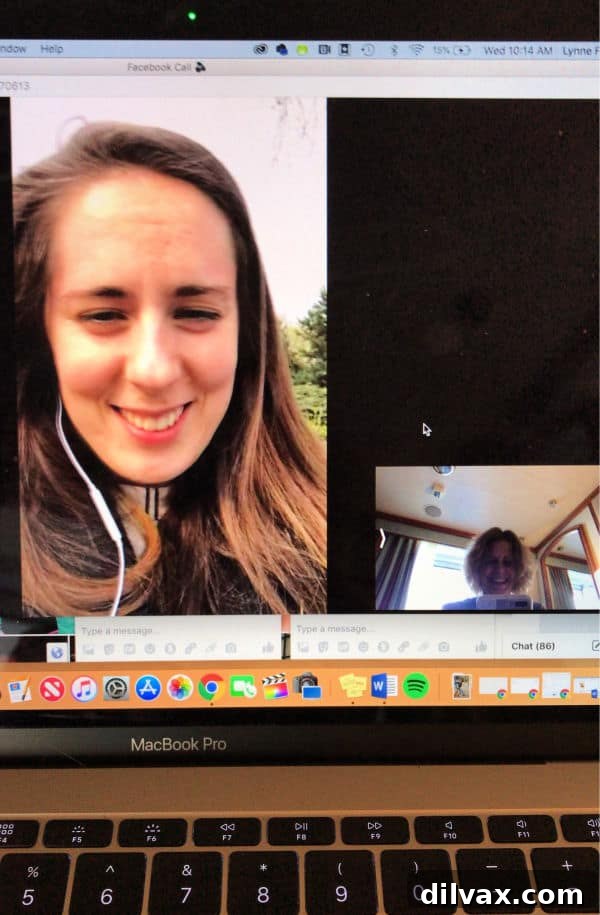 A perfectly clear video call with my daughter in Berlin, Germany, from the Caribbean Sea, demonstrating MedallionNet's capabilities.