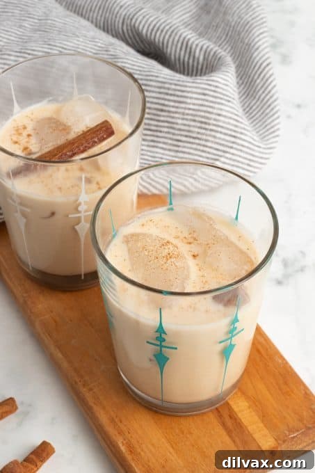 Rice, milk and cinnamon on ice.