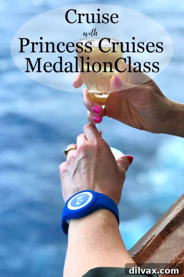 Unwind and enjoy your Princess MedallionClass cruise. The OceanMedallion paired with a glass of champagne, symbolizing luxury and ease.