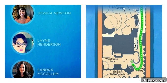 Real-time directions and friend-finding with OceanCompass. Navigate the ship seamlessly and find friends with Princess OceanCompass.