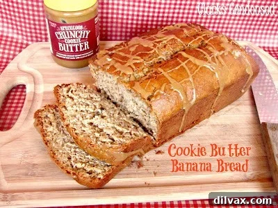 Deliciously moist Cookie Butter Banana Bread, freshly baked.
