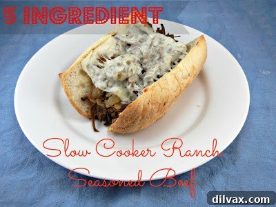 Superb Wednesday Selections 13 7 Tender 5 Ingredient Slow Cooker Ranch Seasoned Beef, a quick meal solution from The Tasty Fork