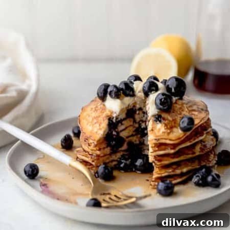 Fluffy Lemon Blueberry Cottage Cheese Pancakes 2 Breakfast is better with these Lemon Blueberry Cottage Cheese Pancakes.