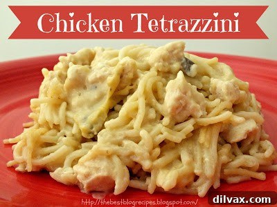Creamy Chicken Tettrazini pasta dish