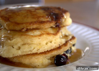 Ingredients for fluffy lemon blueberry pancakes