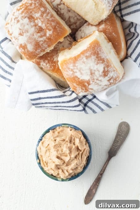 Whipped Cinnamon Honey Butter 6 A crock of flavored butter.