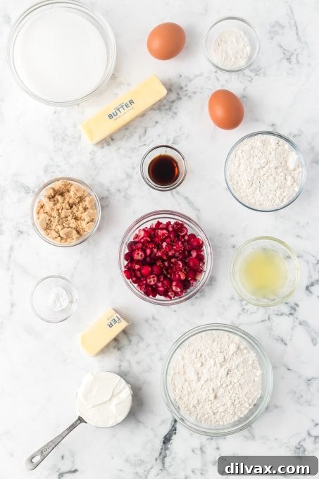 Ingredients for Easy Cranberry Coffee Cake
