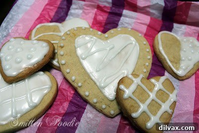 Beautifully decorated heart-shaped Lemon Shortbread Cookies