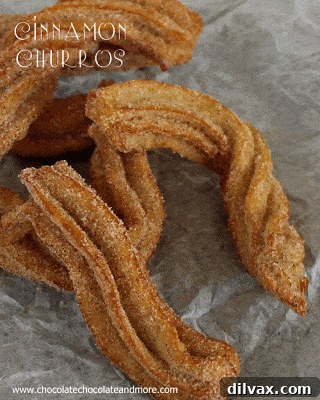 Delicious Cinnamon Churros with a crispy, sugary coating