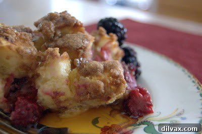 Blackberry Baked French Toast in a baking dish