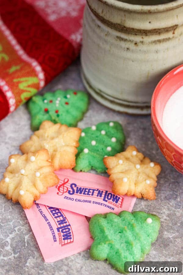 Packets of Sweet'N Low@ with Classic Spritz Cookies. Spritz Cookies Recipe made with Sweet'N Low®.