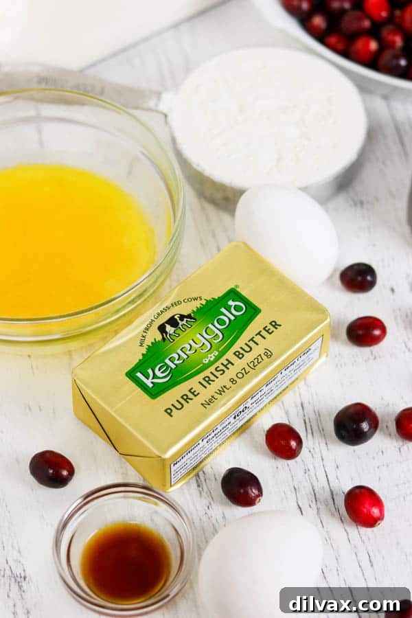 A block of Kerrygold Pure Irish Butter, showcasing its golden hue, a key ingredient for the Easy Cranberry Pie Recipe.