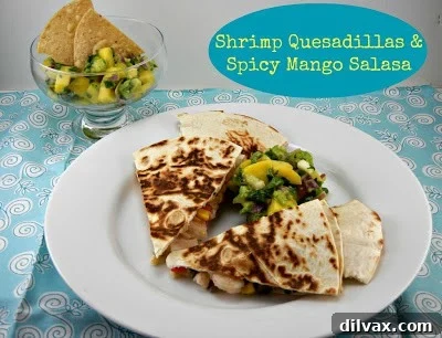 Wicked Good Wednesdays Eight 5 Vibrant Shrimp Quesadillas with a side of Spicy Mango Salsa