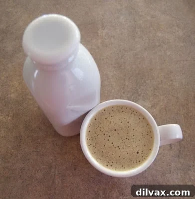 Coffee with a swirl of homemade Dulce De Leche creamer