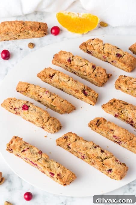 Italian cookies known as biscotti with cranberries and orange zest
