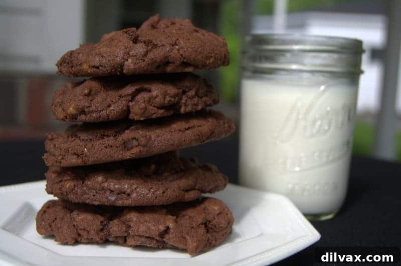 Rich Double Chocolate Toffee Cookies, a perfect blend of chocolate and crunchy toffee.