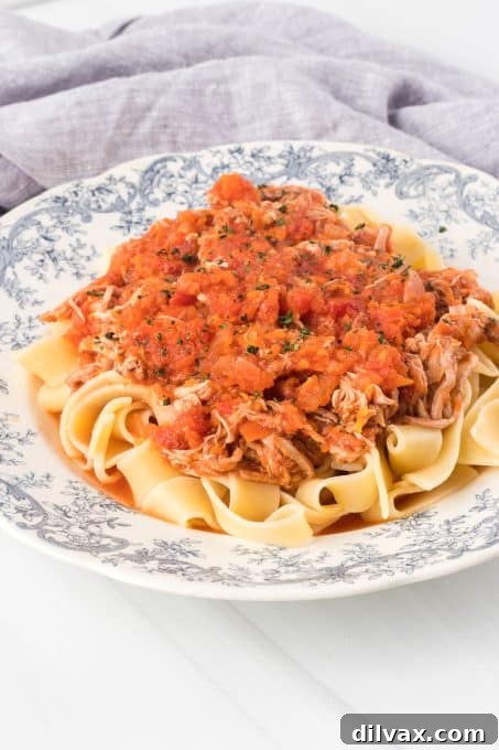 Hearty Braised Pork Ragu 8 Pork ragu served over pappardelle pasta, garnished with fresh herbs