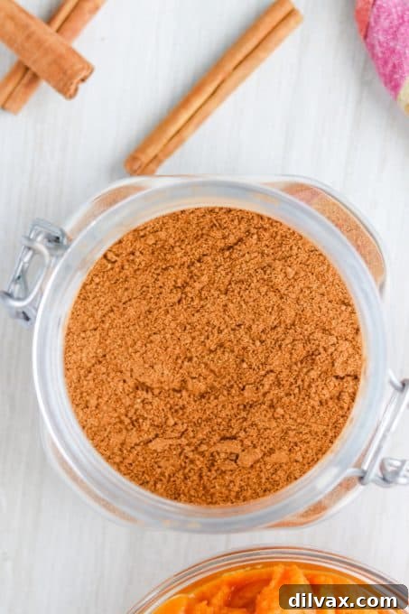 A jar of pumpkin spice made at home.