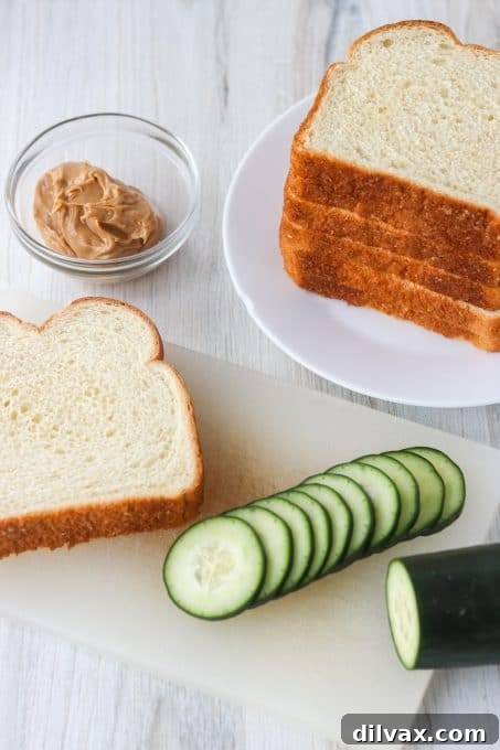 Garden Nutwich 4 Ingredients for a Peanut Butter Cucumber Sandwich.