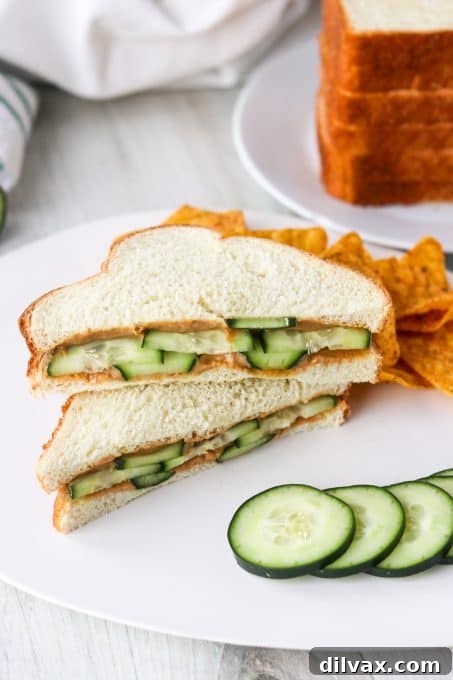 Nutty Cucumber Crunch 7 Another enticing view of the Peanut Butter Cucumber Sandwich, emphasizing its fresh ingredients and simple appeal.