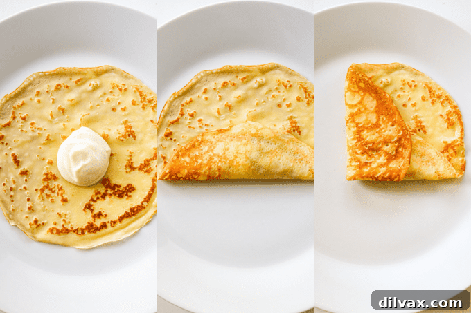 Unlock the Secrets to Perfect Cheese Blintzes 7 Process photos for making blintzes.