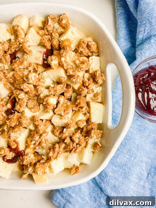 Peanut Butter and Jelly French Toast ready for the oven.
