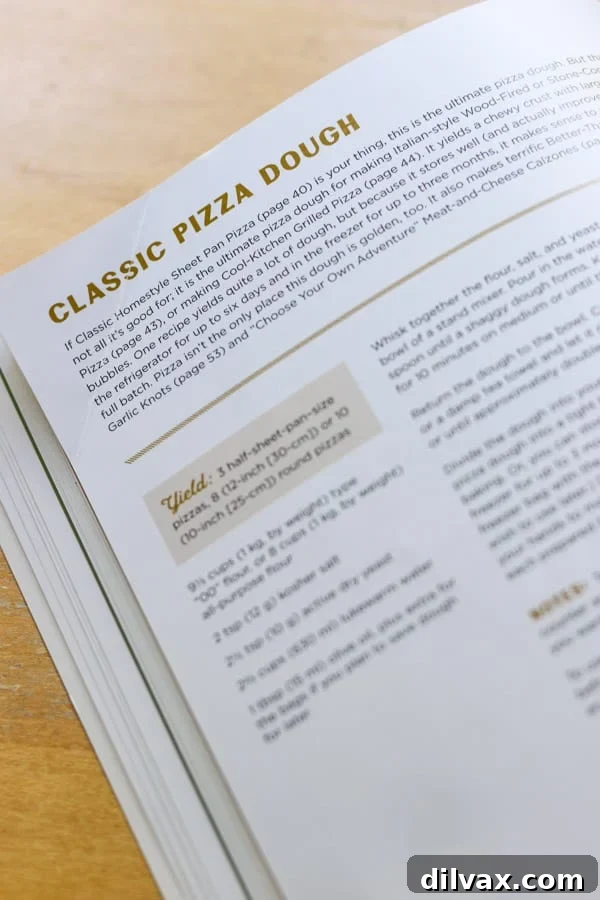Recipe from Rebecca Lindamood's book - Ready, Set, Dough! Classic Pizza Dough recipe. A printed page from the Ready, Set, Dough! cookbook showing the pizza dough recipe.