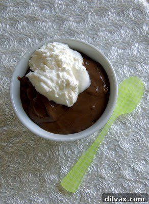 A deliciously tempting bowl of homemade chocolate pudding, promising a sweet treat.