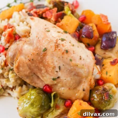 Savory Herb-Roasted Chicken and Vibrant Vegetables 8 A plate of cooked chicken and vegetables.