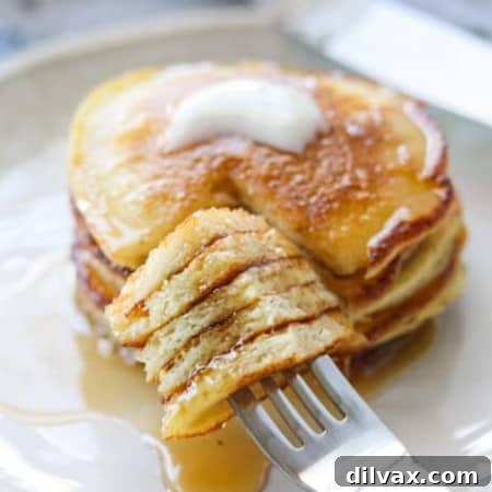 A forkful of pancakes.