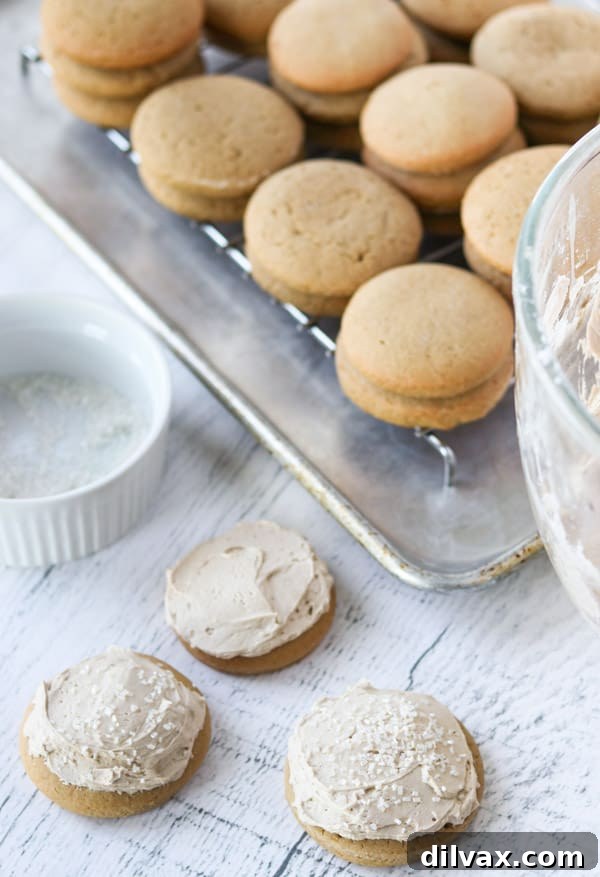 Root Beer Float Cookies A stack of beautifully frosted Root Beer Float Cookies, ready to be enjoyed.