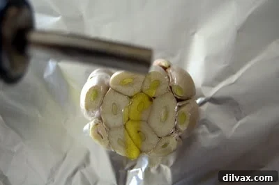 Garlic head drizzled with olive oil