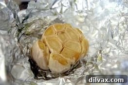 Roasted garlic head cooling down