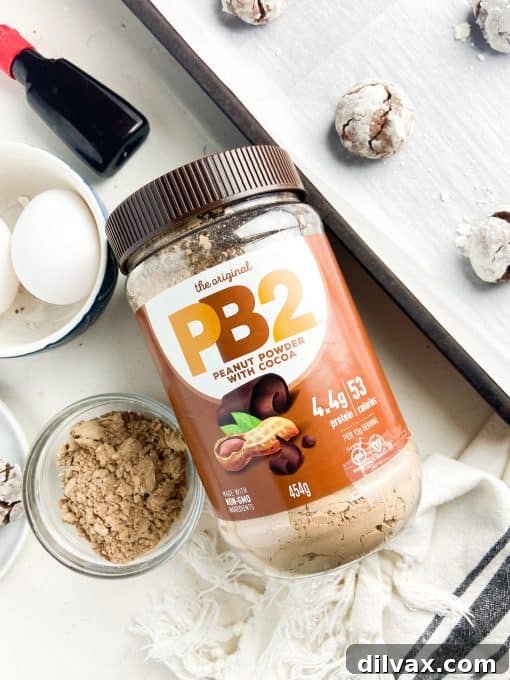 PB2 Powder with Cocoa A bowl of PB2 Peanut Powder with Cocoa, showing its fine texture, ready for use in various recipes.