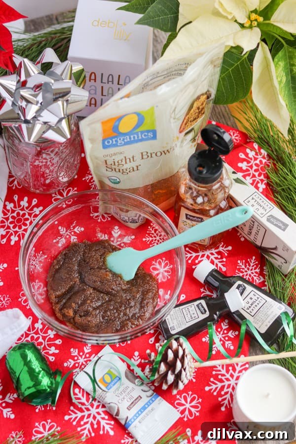 Making Christmas gifts at home with kitchen ingredients.